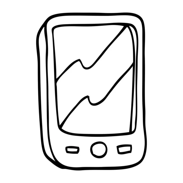 Kreslení Čar Kreslených Červený Mobilní Telefon — Stockový vektor