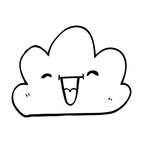 Line Drawing Cartoon Expressive Weather Cloud — Stock Vector