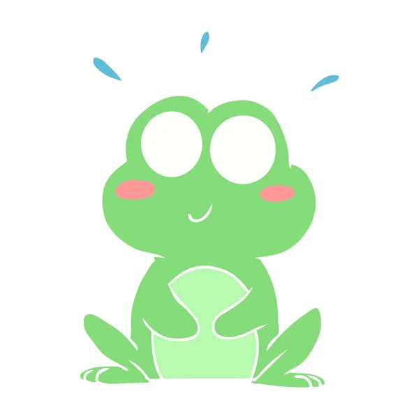 逗人喜爱的平板彩色动画片青蛙 — 图库矢量图片