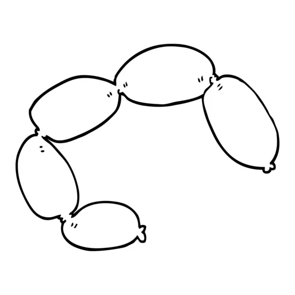 Line Drawing Cartoon Sausages — Stock Vector