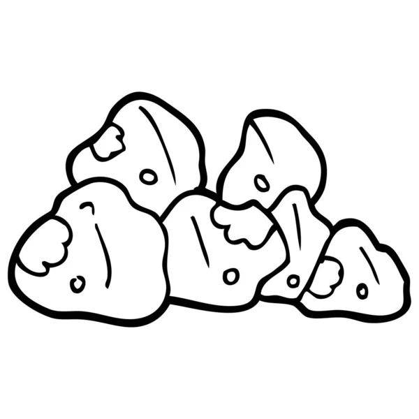 Line Drawing Cartoon Boulders — Stock Vector
