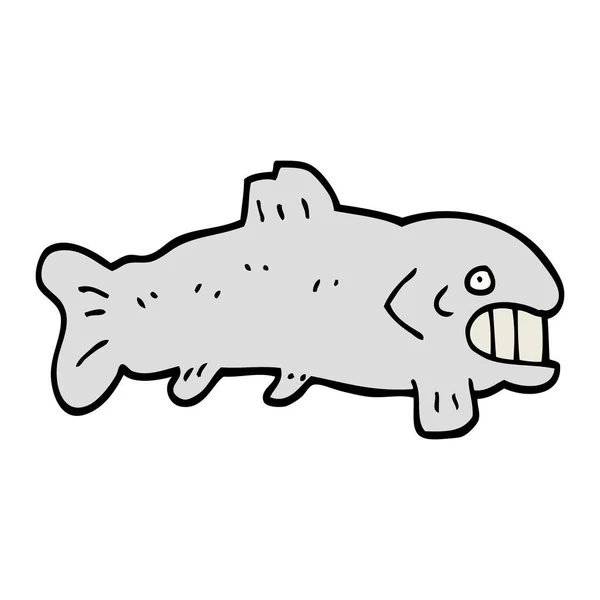 Hand Getrokken Doodle Stijl Cartoon Grote Vissen — Stockvector