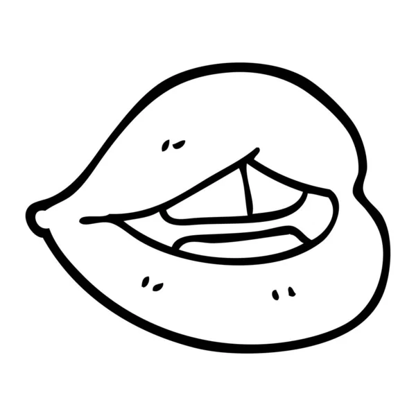 Linha Desenho Desenhos Animados Lábios Rosa —  Vetores de Stock