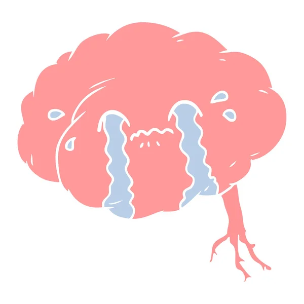 Płaski Kolor Stylu Cartoon Mózgu Głowy — Wektor stockowy