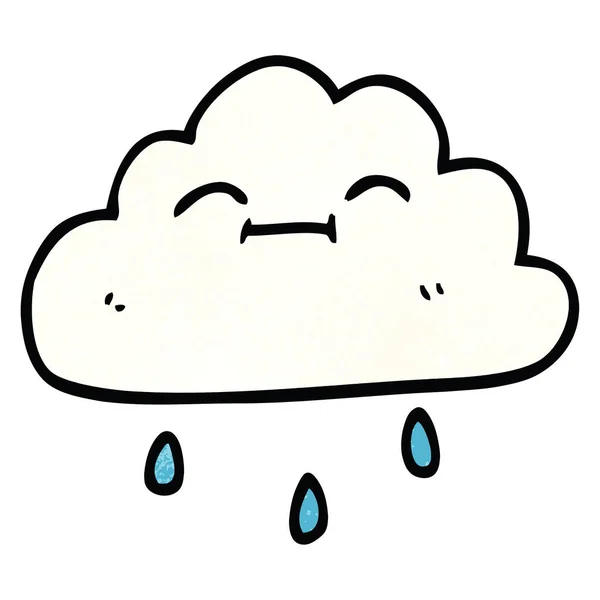 Γελοιογραφία Doodle Σύννεφο Βροχής Ευτυχισμένη — Διανυσματικό Αρχείο