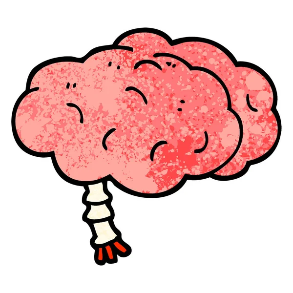 Grunge Texturizado Ilustração Cartoon Cérebro —  Vetores de Stock