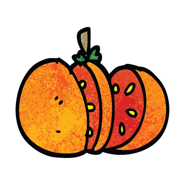 Dibujos Animados Garabato Corte Naranja — Vector de stock