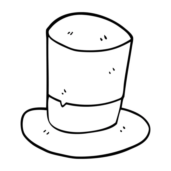 Line Drawing Cartoon Top Hat — Stock Vector