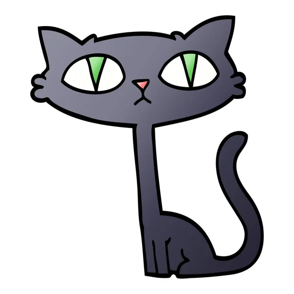 Vector Gradient Illustration Cartoon Halloween Black Cat — Stock Vector