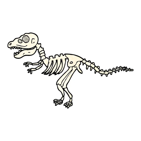 粗野纹理插图卡通恐龙骨骼 — 图库矢量图片