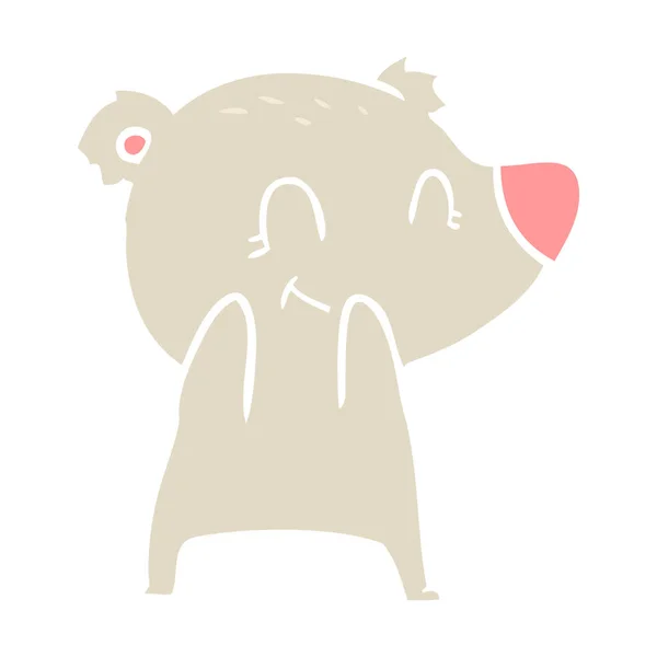 Oso Amigable Color Plano Estilo Dibujos Animados — Vector de stock