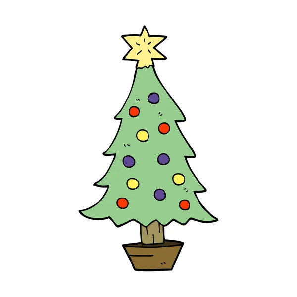 Dessin Animé Doodle Arbre Noël — Image vectorielle