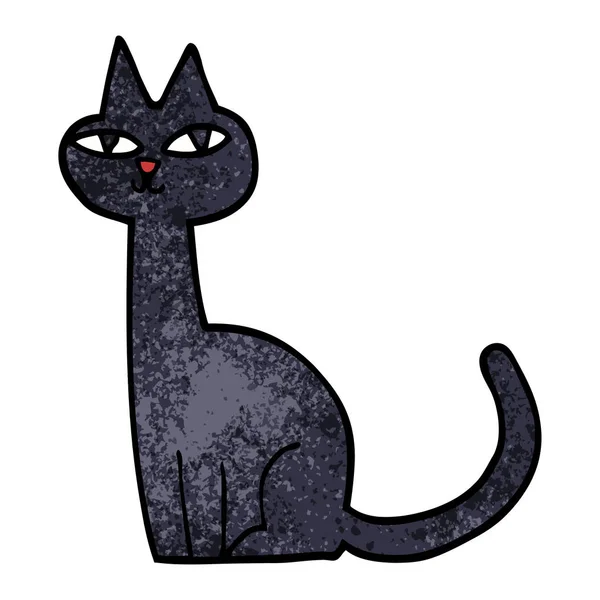 Cartoon Doodle Cat Isolerad Vit Bakgrund — Stock vektor