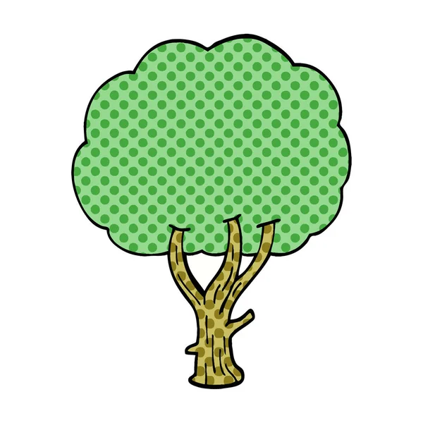 Dibujos Animados Garabato Árbol Floreciente — Vector de stock