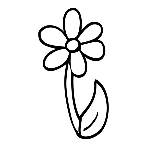 Line Drawing Cartoon Spring Flower — Stock Vector