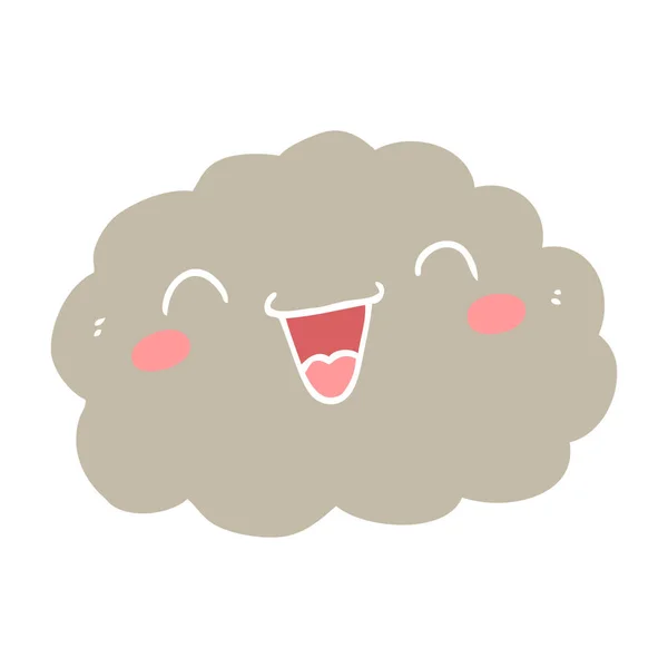 Szczęśliwy Płaski Kolor Stylu Cartoon Chmury — Wektor stockowy