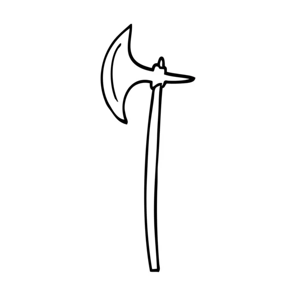 線画漫画の中世の斧 — ストックベクタ