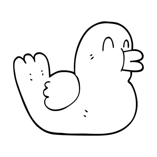 Line Drawing Cartoon Happy Duck — Stock Vector