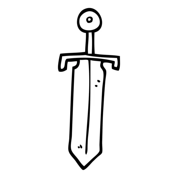 Linienzeichnung Cartoon Altes Schwert — Stockvektor