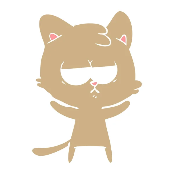 Gelangweilt Flache Farbe Stil Cartoon Cat — Stockvektor