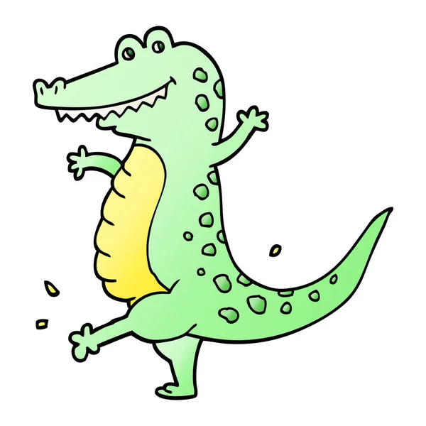 Vector Gradient Illustration Cartoon Dancing Crocodile — Stock Vector