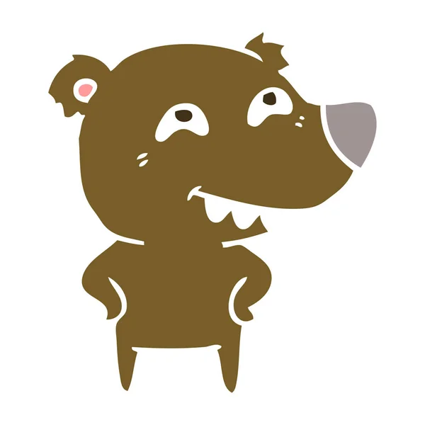 Flat Color Style Cartoon Bear Showing Teeth — Stock Vector