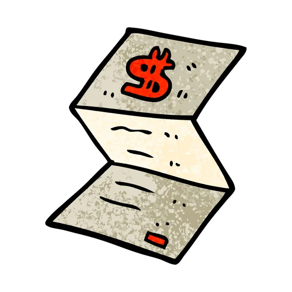 Grunge Texturierte Illustration Cartoon Recht Geld Brief — Stockvektor