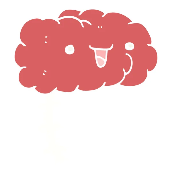 Glücklich Flache Farbe Stil Cartoon Gehirn — Stockvektor