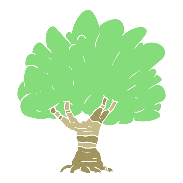 Plochý Barevný Styl Kreslený Strom — Stockový vektor