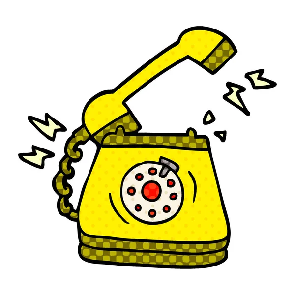 Zeichentrick Doodle Klingelt Telefon — Stockvektor