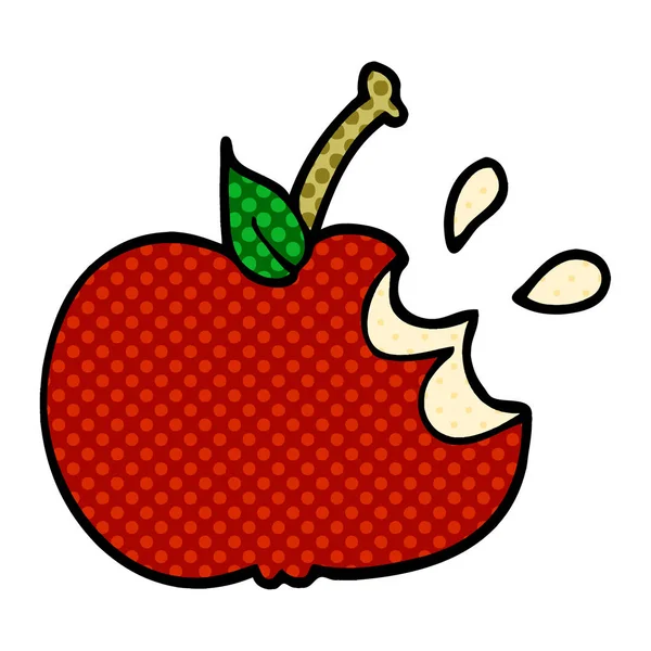 Dibujos Animados Garabato Jugosa Manzana Mordida — Vector de stock