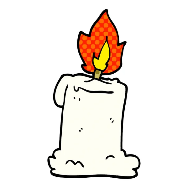 Cartoon Doodle Entzündete Kerze — Stockvektor