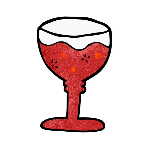 Desenho Animado Doodle Copo Vinho Tinto — Vetor de Stock