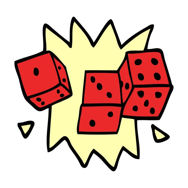 Cartoon Doodle Rolling Dice — Stock Vector