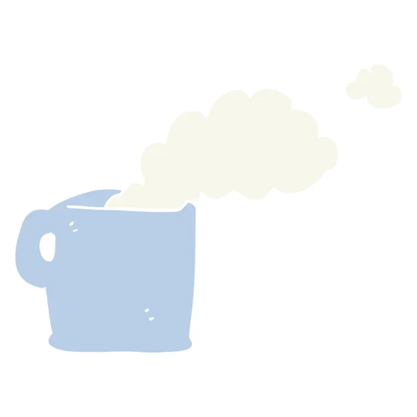 Egale Kleur Stijl Cartoon Warme Koffie — Stockvector