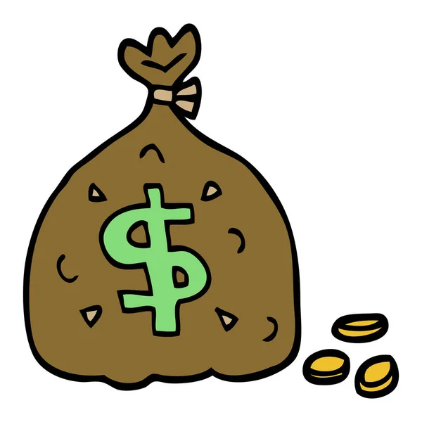 Cartoon Doodle Tüte Mit Geld — Stockvektor