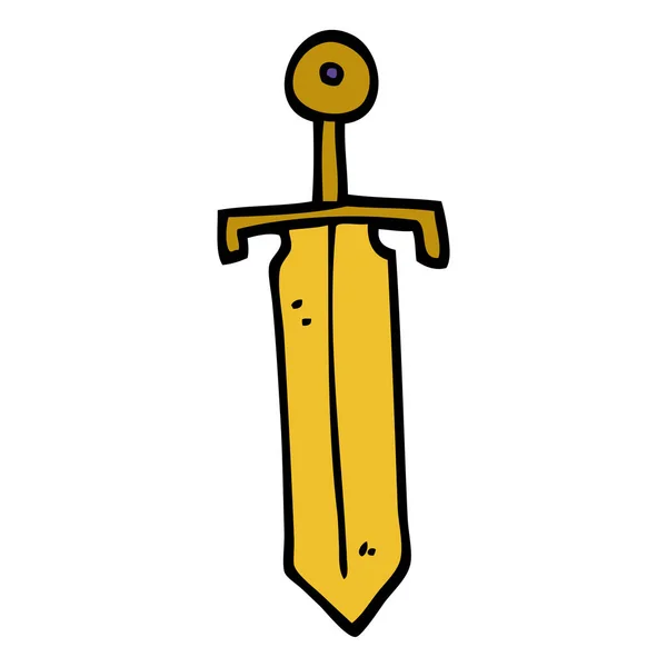 Dibujos Animados Garabato Espada Bronce — Vector de stock