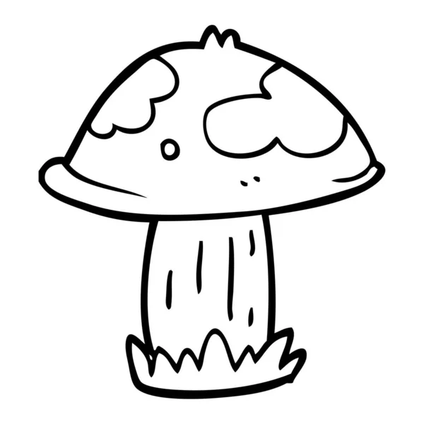 Dzikie Mushroom Cartoon Rysowania Linii — Wektor stockowy