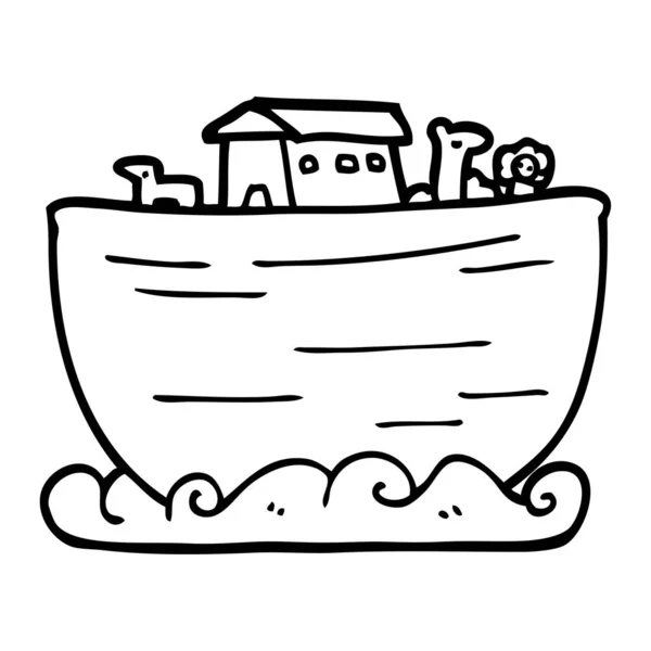 Lijntekening Cartoon Noahs Ark — Stockvector