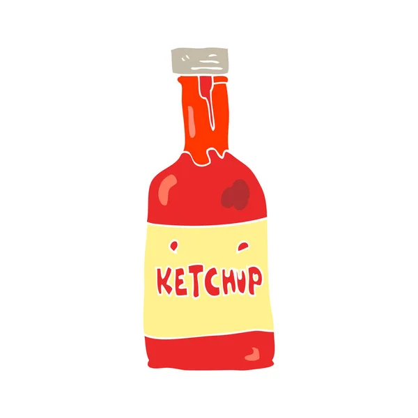 Flat Color Illustration Ketchup — Stock Vector