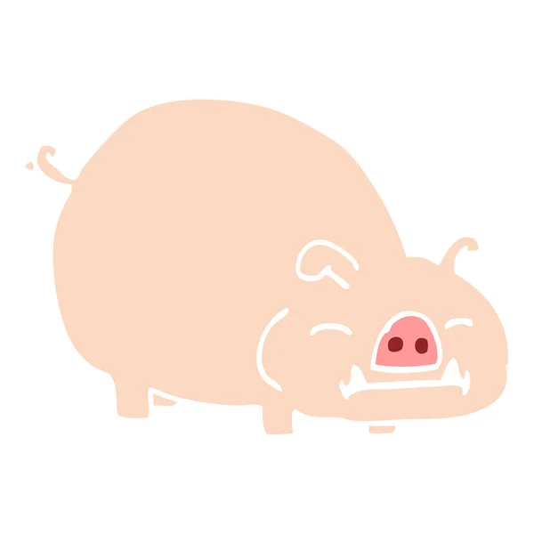 Plat Couleur Illustration Dessin Animé Cochon — Image vectorielle