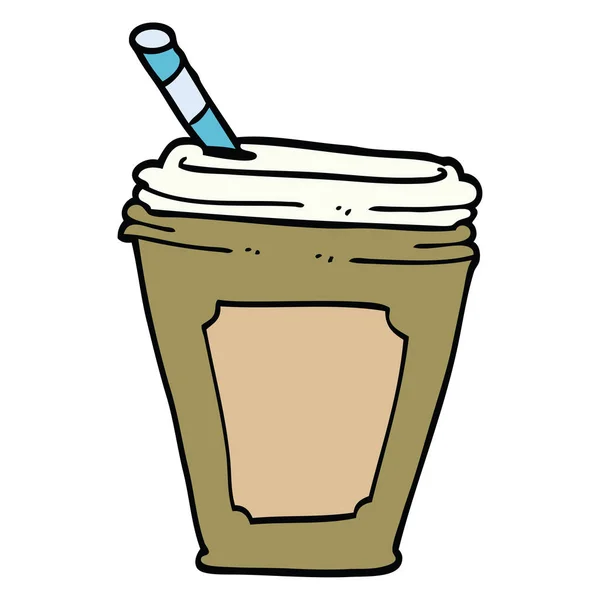 Cartoon Doodle Coffee Cup Straw — Stock Vector