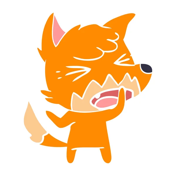 愤怒的扁平颜色风格动画片狐狸 — 图库矢量图片