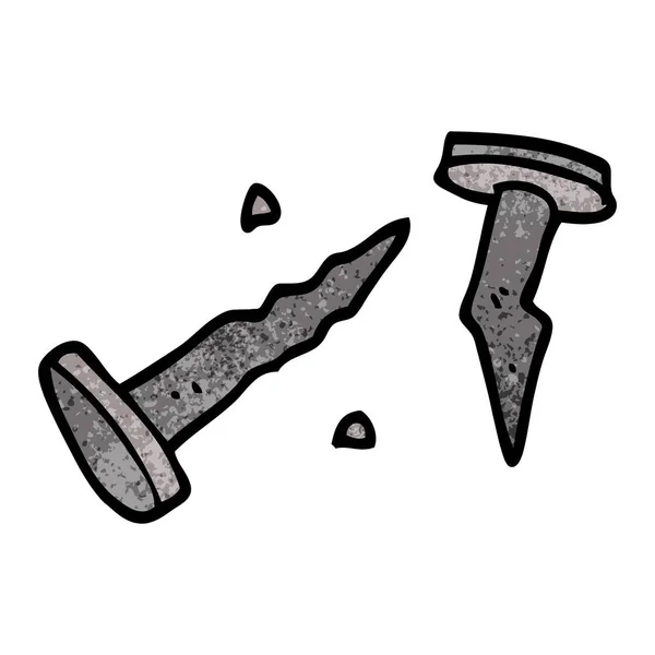 Cartoon Doodle Old Bent Iron Nail — Stock Vector