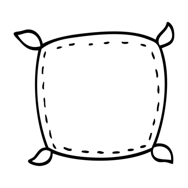 Лінійний Малюнок Мультяшної Звичайної Подушки — стоковий вектор