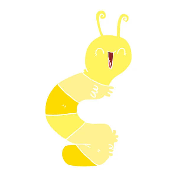 Flat Color Style Cartoon Happy Caterpillar — Stock Vector