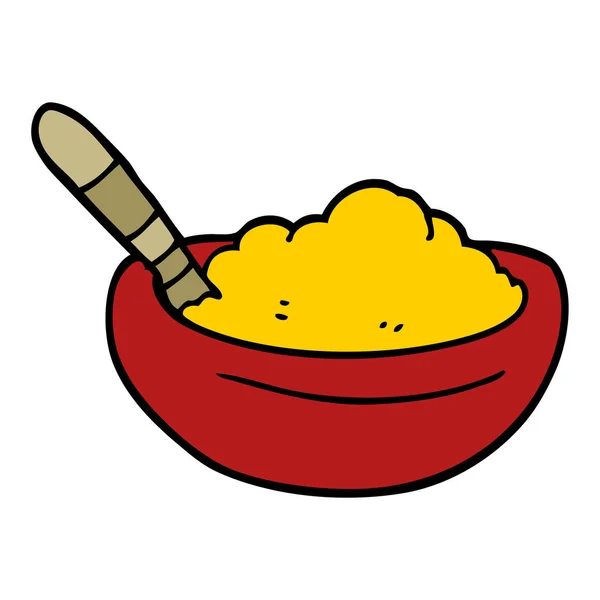 Cartoon Doodle Bowl Polenta — Stock Vector