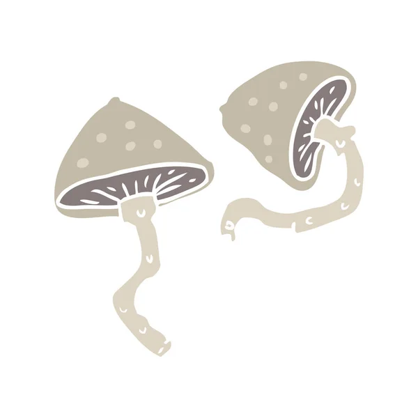 Egale Kleur Stijl Cartoon Paddestoelen — Stockvector