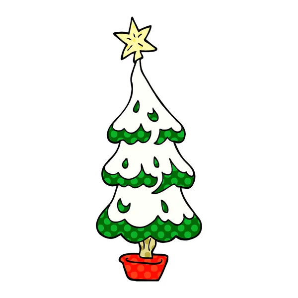 动画片涂鸦雪圣诞树 — 图库矢量图片