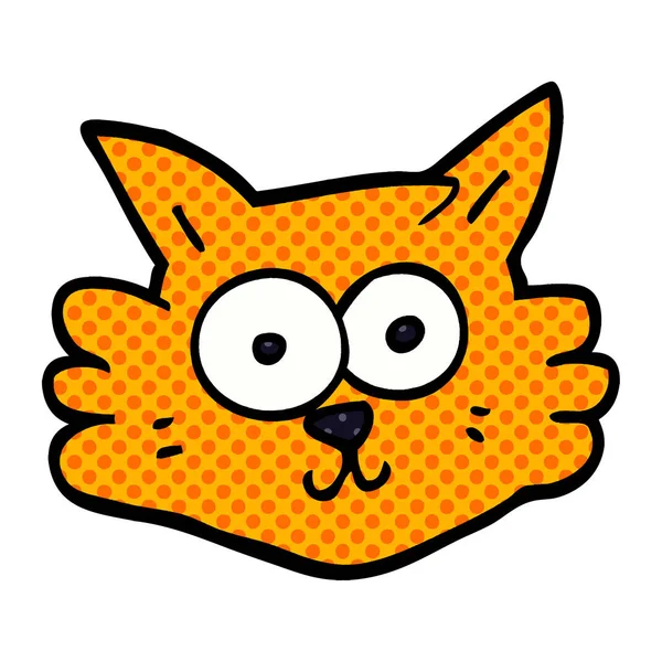 Desenho Animado Doodle Cara Gato — Vetor de Stock